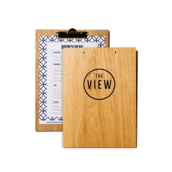 Tabla de menú Madeira con pinza