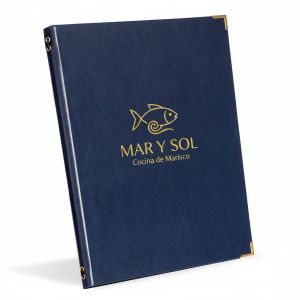 Menús táctiles en polipiel con un acabado de alta calidad y personalizados con tu logo. Pantalla de menú altamente duradera y totalmente personalizada que brindará años de servicio.